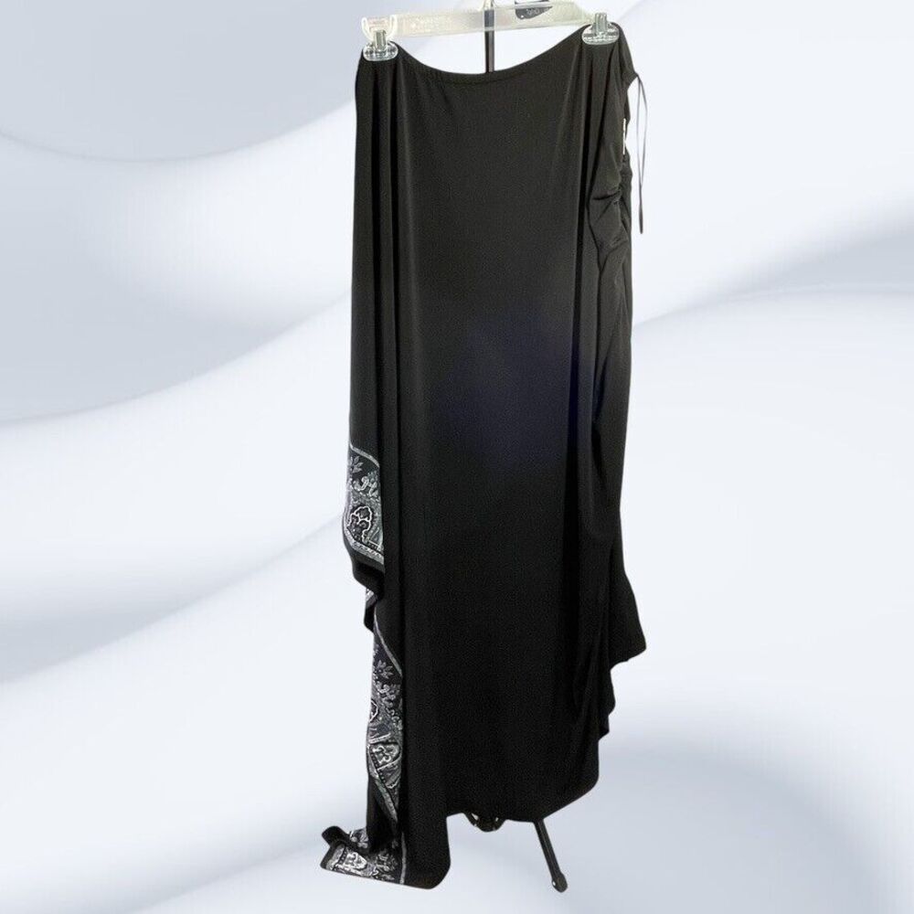 Michael Kors Womens Black Stretch Maxi Asymmetrical Side Boarder  Skirt Size 18W